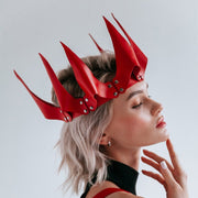 Fetish Red Leather Crown