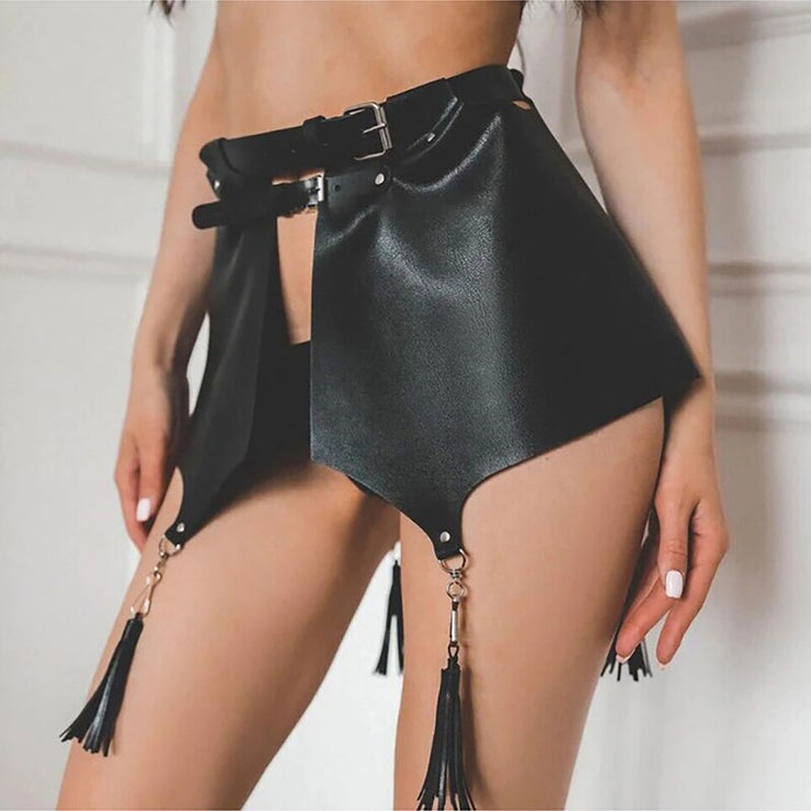 Leather Harness Hip Skirt